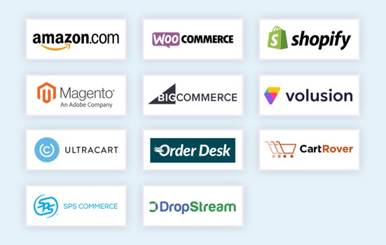 Carts we have fulfillment integrations with. Amazon.com woo commerce shopify magento ultracart
